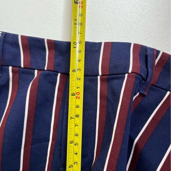 Old Navy Harper Stovepipe Navy Burgundy Stripe Mid Rise Cropped Pants Women 8 - Picture 12 of 14